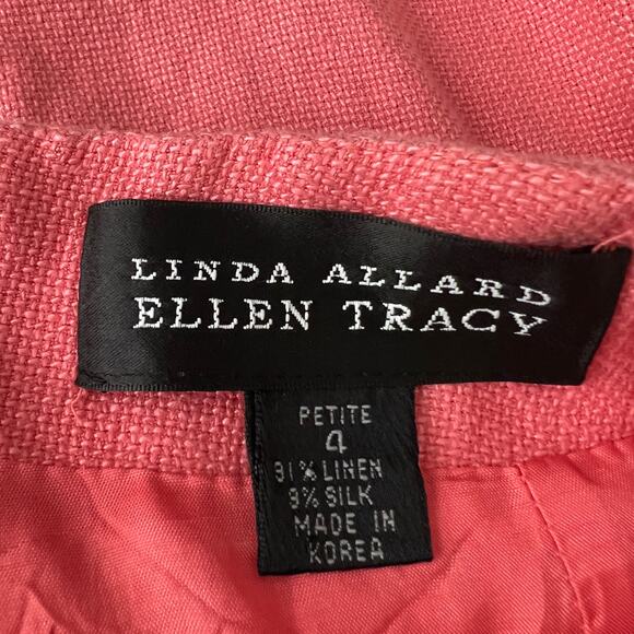 Linda Allard Ellen Tracy US 4 VINTAGE 80s Pink LINEN SILK Blend Pencil Skirt - Picture 7 of 9
